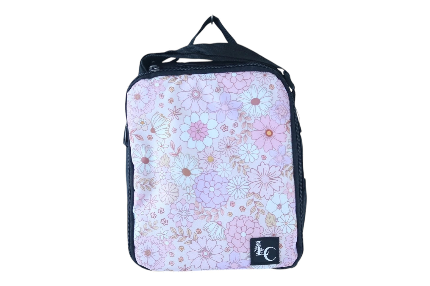 Pink flowers lunch bag