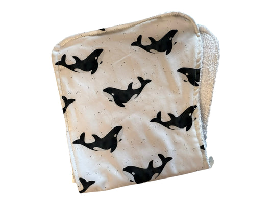 Wild Orcas burp cloth