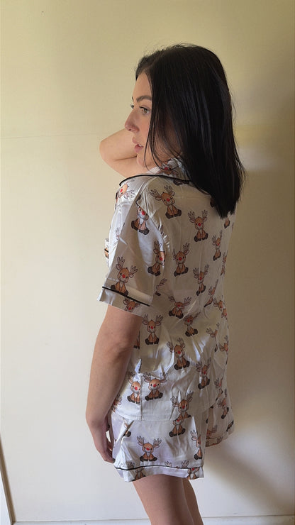 Adult Silk Pjs Reindeer