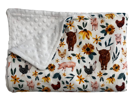 Sunflower cow Cot Blanket